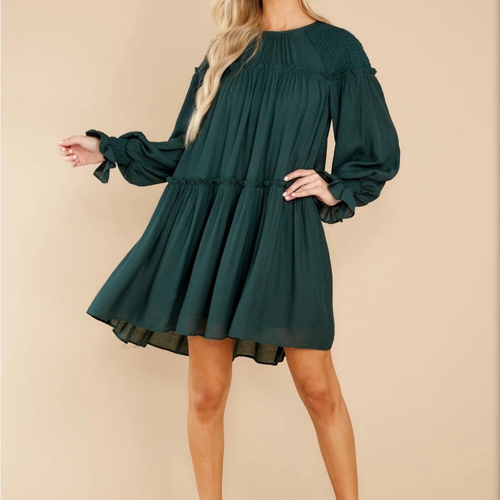 FEELING GRATEFUL DARK GREEN DRESS